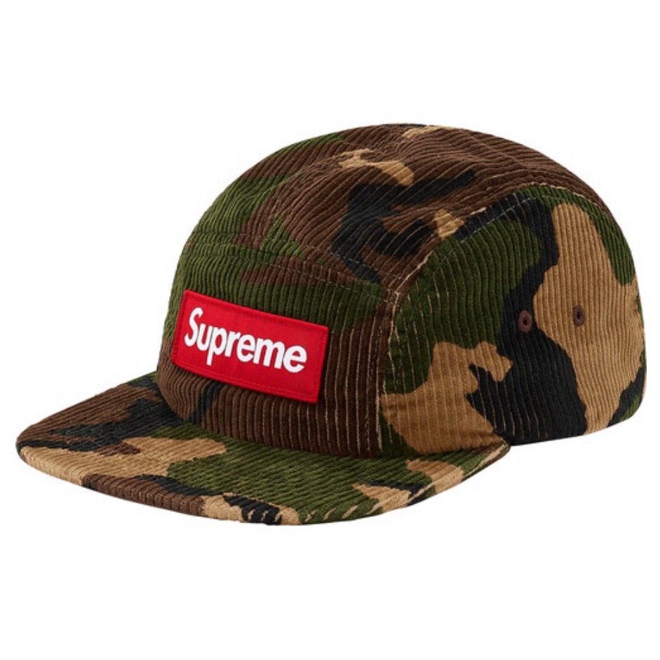 Supreme Camo Green & Brown Corduroy Woodland Camp Cap Hat